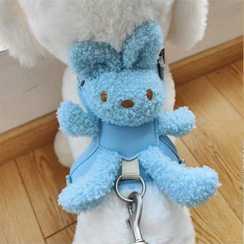 Dây dắt + đai lưng đính thỏ bông size 1cm