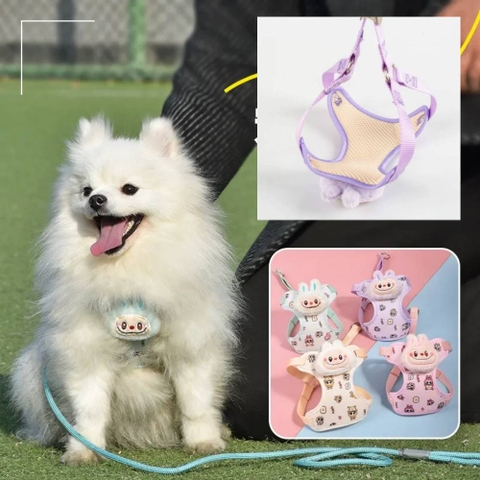 Dây dắt +đai lưng hoạ tiết LABUBU size 1cm - Cutepets