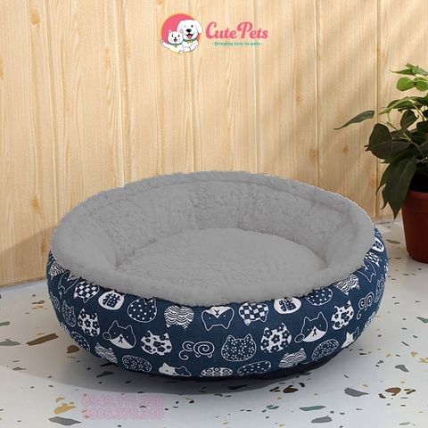 Đệm tròn cho chó mèo 2 lớp 45cm