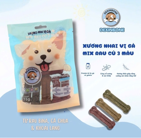 Xương nhai vị gà mix rau củ DEXINBONE 175g - Cutepets