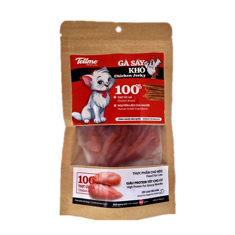 Gà sấy khô Tellme 40g cho mèo  100% thịt ức gà - Cutepets