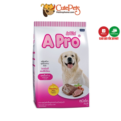 Hạt cho chó Apro Adult Grilled Beef Flavor 20kg Thức ăn cho chó lớn giá rẻ - CutePets