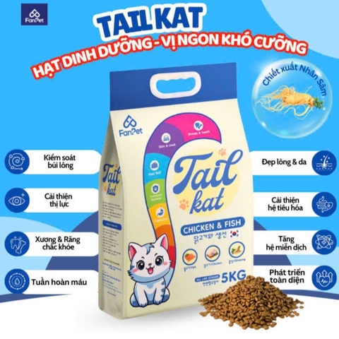 Thức ăn hạt cho mèo TAIL KAT vị gà & cá 500g - Cutepets