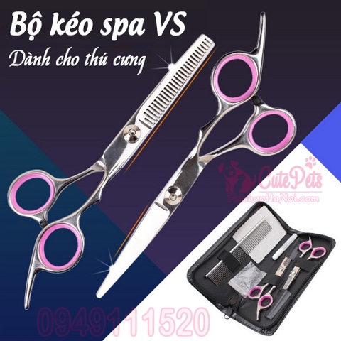 Bộ kéo spa 2 kéo 1 lược cắt tỉa lông thú cưng chuyên dụng cho chó mèo