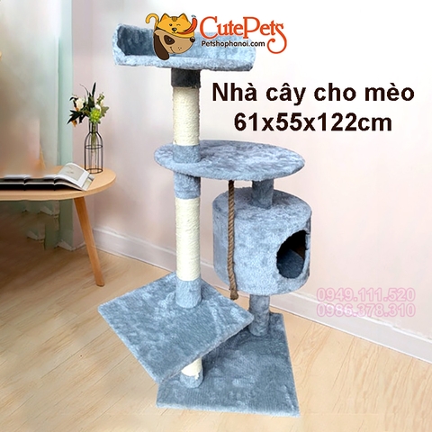 Nhà cây cho mèo 4 tầng 61x55x122cm Đồ chơi cào móng cho mèo - CutePets