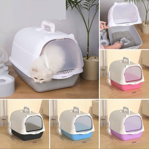 Nhà vệ sinh hoặc khay vệ sinh mèo tai mèo, cửa in vết chân 50x35x35cm