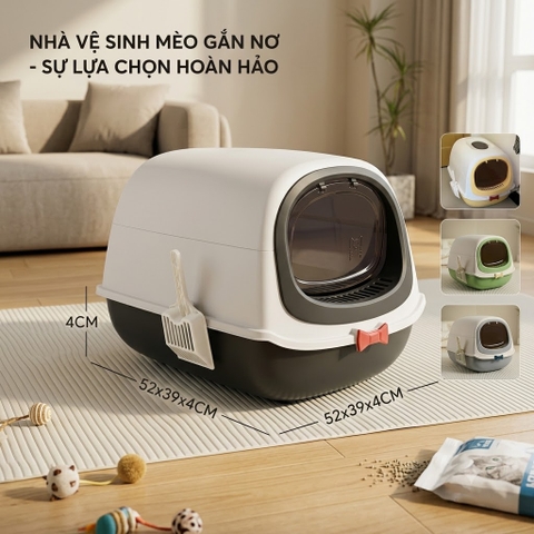 Nhà vệ sinh mèo gắn nơ 52x39x4cm - Cutepets