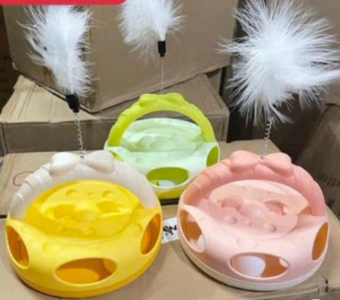 Đồ chơi mèo hình nơ kèm lò so lông vũ 20*28cm