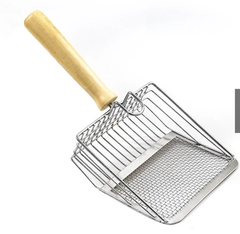Xẻng xúc cát mèo inox cán gỗ size 28cm - Cutepets