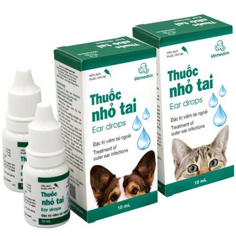 Nhỏ trị viêm tai Vemedim lọ 10ml cho chó mèo
