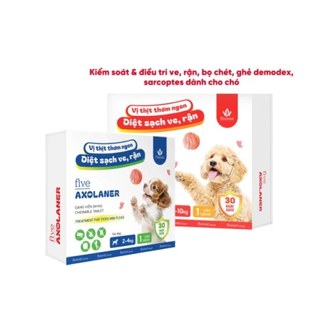 Viên nhai diệt ve rận FIVE AXOLANER cho chó vị thịt