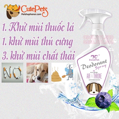 Xịt khử mùi InnoPet Deodorant Spray 500ml Dành cho thú cưng - CutePets