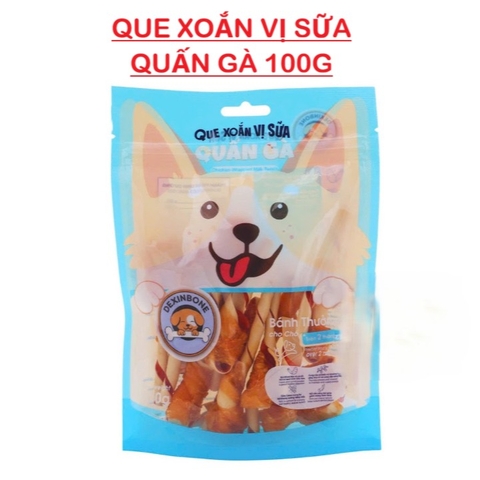 Xương cho chó DEXINBONE 100g Que xoắn vị sữa cuốn gà - Cutepets