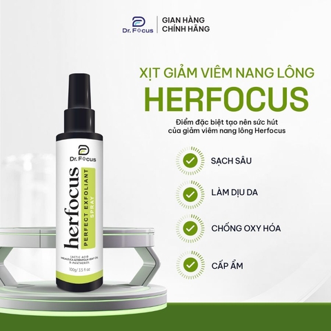 Xịt Viêm Nang Lông HERFOCUS PERFECT EXFOLIANT 2% BHA 100ML