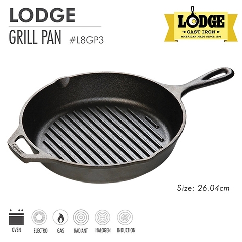 Lodge - Chảo gang nướng - 26.04cm - L8GP3