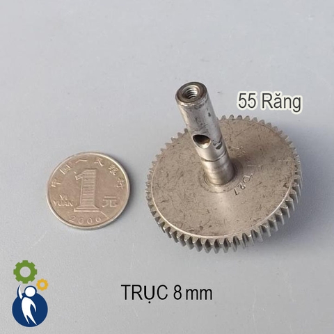 Bánh Răng Thép Trục 8mm 55 Răng 0.8M Có Thanh Trục