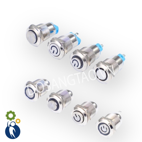 Công Tắc Nút Nhấn Kim Loại 12mm DC Đầu Cao Chống Nước Chống Gỉ Sét Tặng Kèm Dây Cắm