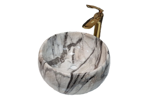 Chậu rửa mặt Ceramic Lavabo vân đá loại tròn
