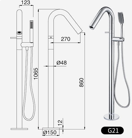 Vòi Bồn Tắm Đặt Sàn H5012