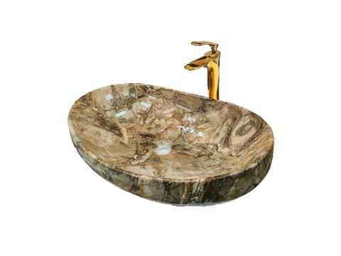 Chậu rửa mặt Ceramic Lavabo vân đá loại thuyền