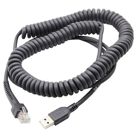 Cable xoắn USB máy quét mã vạch Zebra LS1203 LS2208 DS, LI ... ( 15ft- 4m )
