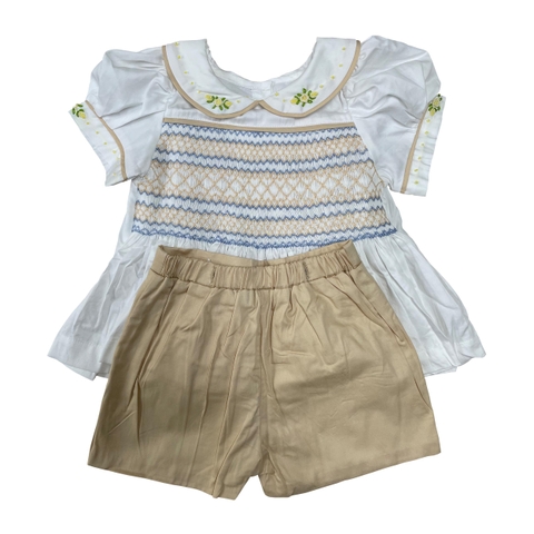 Hand smocked boy short set Bunniti BNS378