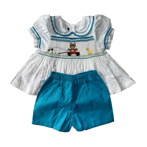Hand smocked boy short set Bunniti BNS379