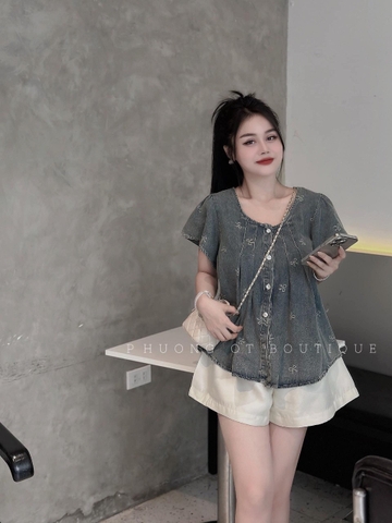 ÁO SƠ MI BÒ XẾP LY HÌNH NƠ