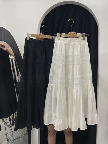 CHÂN VÁY MIDI PHỐI REN BÈO GẤU QCCC M2511