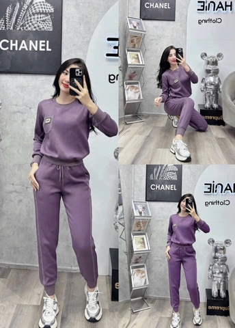 Màu tím - BỘ NỈ 2 DA MIU TRẦN CHỈ MÀU TÍM