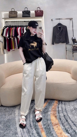 QUẦN BAGGY LY GÂN 2 MÀU GHI BE