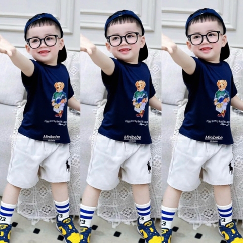 BỘ CỘC HÌNH GẤU THAN MIX QUẦN KAKI BE THÊU NGƯA