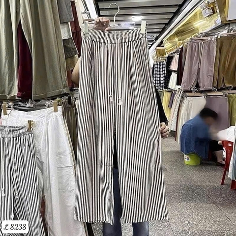 QUẦN SUÔNG KẺ XÁM CẠP CHUN