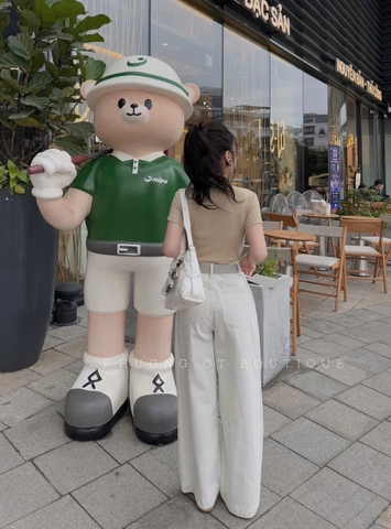 QUẦN JEAN SUÔNG GẤU TO KÈM ĐAI MÀU KEM