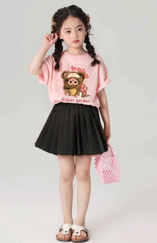 - SET BÉ GÁI SIZE ĐẠI ÁO HỒNG BABY3 CVAY XẾP LI