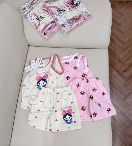 SET 2 BỘ ĐÙI BÉ GÁI BA LỖ BẠCH TUYẾT hồng be