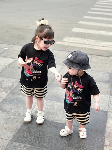 - BỘ ĐÙI BÉ TRAI GÁI CHÓ Scoopy Doo QUẦN KẺ NGANG