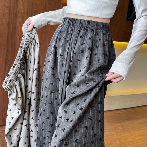 QUẦN SUÔNG PHỐI SỌC HÌNH NƠ