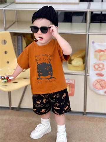 - BỘ ĐÙI BÉ TRAI ÁO NÂU BATMAN QUẦN ĐEN TRÀN