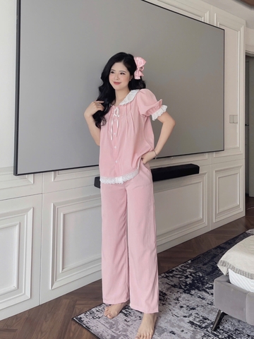 BỘ ĐŨI PHỐI REN QUẦN SUÔNG TÍM HỒNG