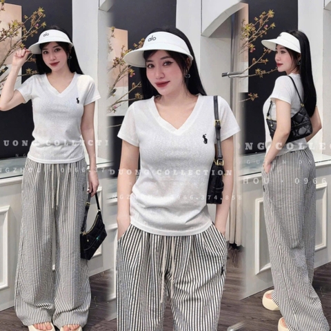 BỘ CỘC NGỰA TRẮNG QUẦN KẺ SUÔNG