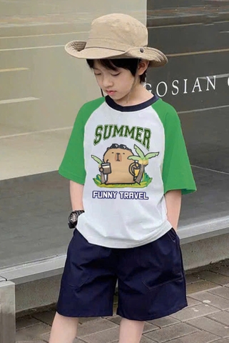 - BỘ ĐÙI BÉ TRAI SIZE ĐẠI SUMMER XANH LÁ QUẦN THAN