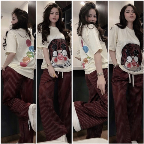 ÁO BE CÔ GÁI QUẦN KẺ ĐỎ