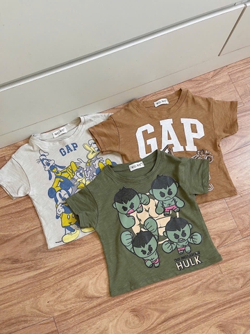 - SET 3 ÁO BÉ TRAI GAP XƯỢC nâu rêu ghi