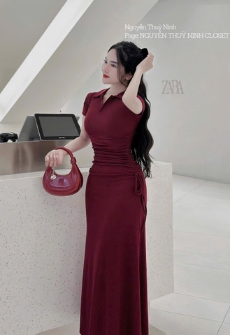 VÁY DÂY DÚT CÔD BẺ ĐEN ĐỎ