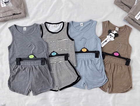 - SET 4 BỘ ĐÙI BÉ TRAI BA LỖ XƯỢC kẻ nâu xám xanh