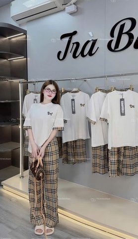 BỘ CỘC TRẮNG HÌNH CÚN QUẦN KẺ BBR