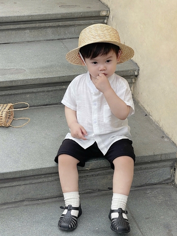 - BỘ ĐÙI BÉ TRAI ÁO ĐŨI TRẮNG QUẦN ĐEN