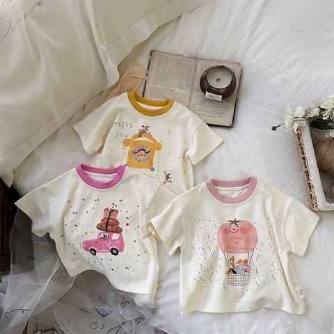 - SET 3 ÁO BÉ GÁI CỘC TRẮNG CỔ VIỀN miss you