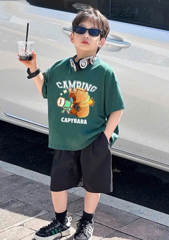 BỘ ĐÙI GẤU CABY XANH LÁ QUẦN ĐEN